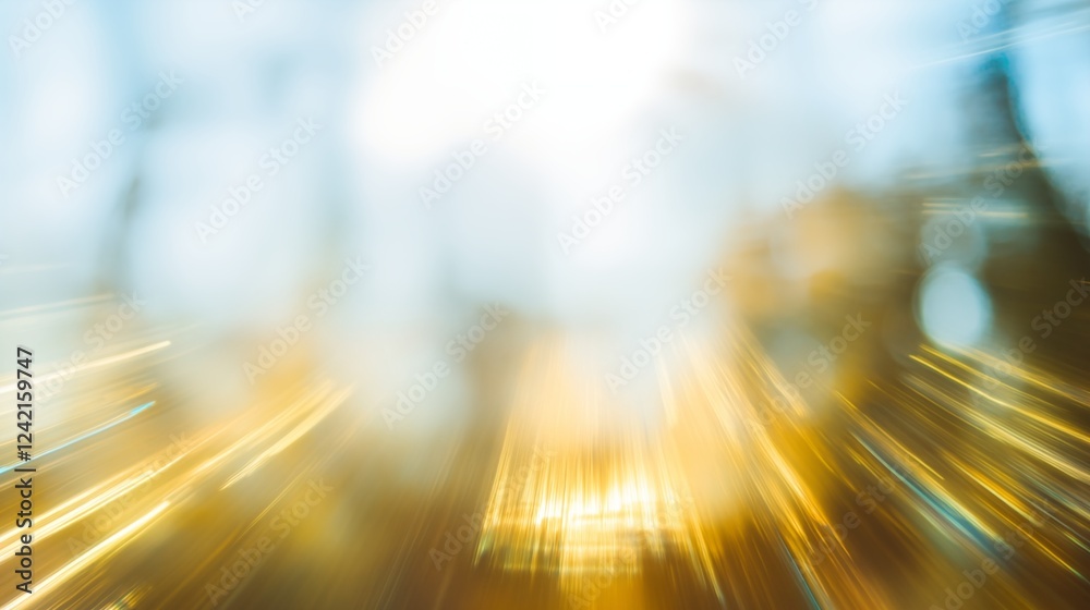 Aufkleber a dreamy, abstract view of sunlight streaming through a blurred forest canopy, creating a beautiful 