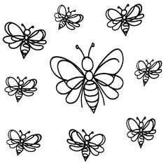 Obraz premium Draw one continuous line of a bee