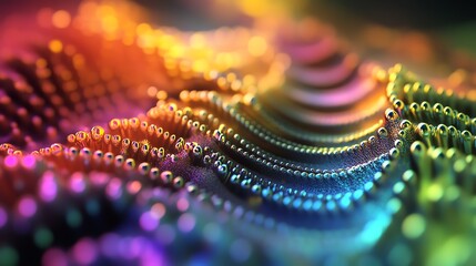 Colorful Abstract Landscape of Flowing Shapes and Shimmering Textures in Vibrant Hues