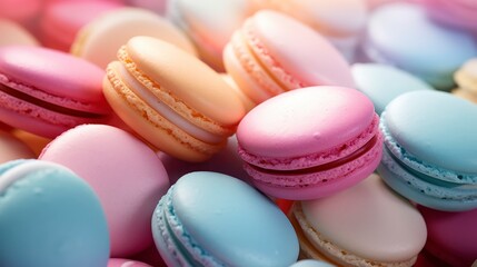 Colorful macaroons in pastel colors. Close up.