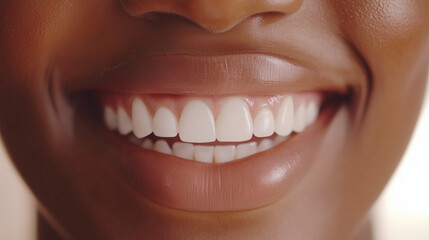 Close-up of beautiful white teeth with perfect and smooth edges, a slightly open mouth, a soft smile,  video still.