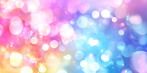 Fototapeta premium Pastel Bokeh with Glowing Heart Shape for Romantic and Tender Design