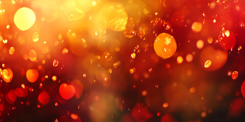 Red and Gold Bokeh Blending into Artistic Heart for Romantic Design