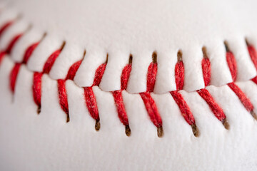 Extreme closup of baseball stiches