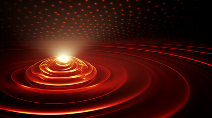 Fototapeta premium Red light energy ripple, dark background, abstract design, website banner