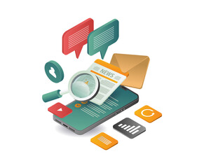 Concept of using smartphone application concept illustration