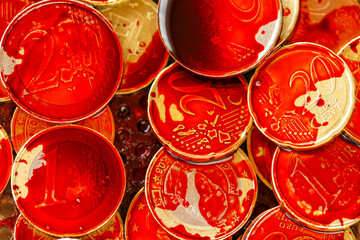  red blood and euro money.Bloody money background. Symbol of dirty money.Bloody criminal finance....