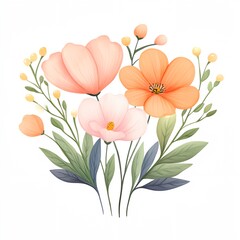 Fototapeta premium Bouquet of flowers with pink and orange petals