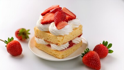 優しいホワイトの背景に、苺のショートケーキの甘酸っぱさと春の清々しさを詰め込んだシンプルな構図
