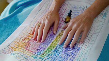 Hands on Vibrant Color Chart with Dropper Bottle for Wellness