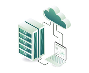 Cloud server data technology concept illustration