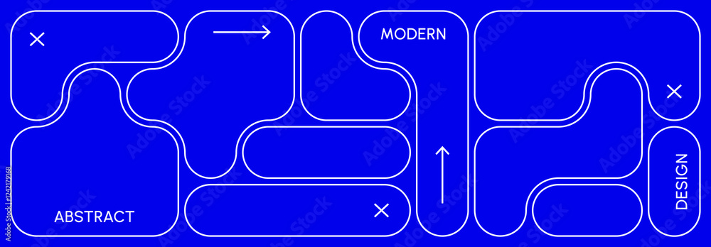 Aufkleber Abstract Pattern with Geometric Linear Shapes. Vector Y2K Minimal Graphic. Futuristic Bento Grid Poster. Simple UI Design with Trendy Retro Style Metaballs