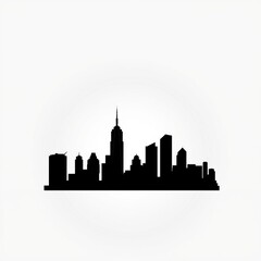 Obraz premium Stunning sunset cityscape with silhouettes of buildings and trees skyline silhouette 