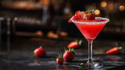 Strawberry cocktail with strawberry