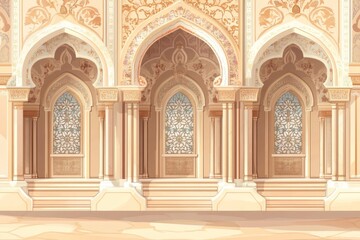 Fototapeta premium Magnificent Palace Facade: Architectural Marvel of Islamic Design