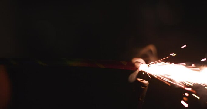 Lighting Firework Wick Close Up