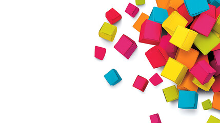 Obraz premium Colorful cubes cascade on white; abstract background; design element