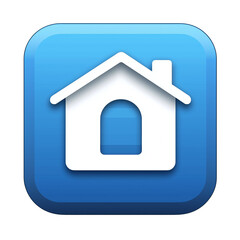 Obraz premium A simple and modern home icon displayed on a blue square button with rounded corners.