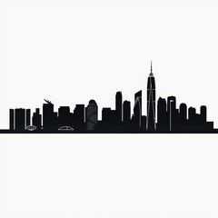 Obraz premium Engineer silhouette with hard hat and tablet city skyline at sunset showcasing urban development and innovation skyline silhouette 