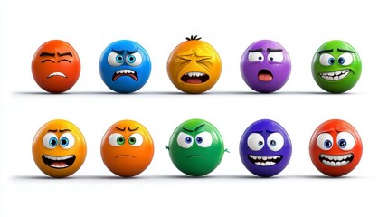 Obraz premium Colorful Emoji Faces Displayed on a Bright Background