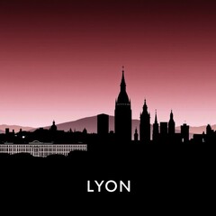 Fototapeta premium Stylized city skyline reflection in monochrome design skyline silhouette 