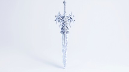 Obraz premium Lich King's Icy Scepter, a chilling artifact surrounded by swirling deathly mist, set against a stark white backdrop, showcasing its haunting and powerful presence.