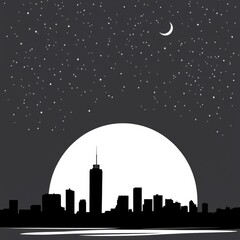 Colorful city skyline silhouette with a crowd showcasing urban nightlife skyline silhouette 