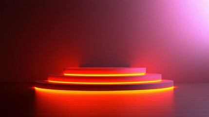 Obraz premium Illuminated tiered platform, studio backdrop, product display