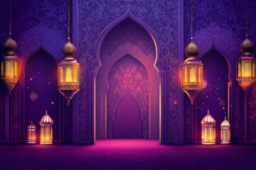 Majestic Arabian Palace: Illuminated Arches and Golden Lanterns