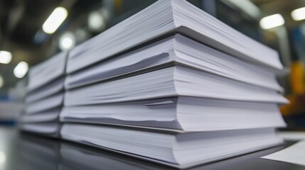 A stack of detailed production reports on a desk, analyzing factory performance metrics.