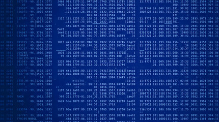 Digital Matrix Data Stream Background with Binary Code Numbers in Blue Technology Pattern for Programming