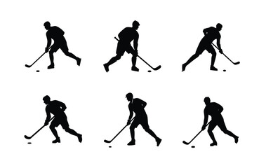 Naklejka premium Dynamic Ice Hockey Players in Action Silhouettes