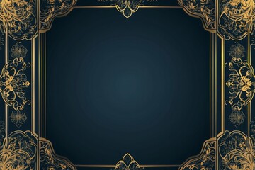 Elegant Gold Ornament Frame on Dark Background: A Luxurious Design