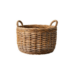 Obraz premium A woven basket with two handles, showcasing intricate patterns and a natural, rustic appearance.