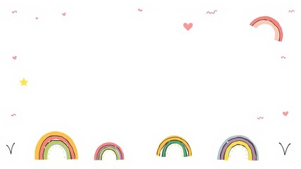 Colorful boho style rainbows in pastel shades for children's posters, postcards and doodle art elements in trendy modern vector illustrations, doodle art, elements, vector illustration