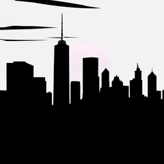 Obraz premium A stunning silhouette of a city skyline against a light background showcasing unique architectural shapes and urban beauty skyline silhouette 