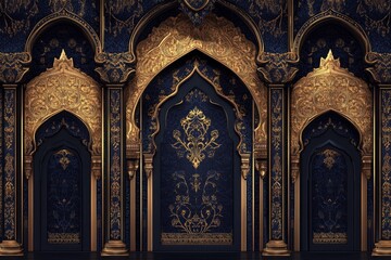 Opulent Palace Interior: A Tapestry of Gold and Sapphire
