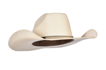 cowboy style hat straw hat with black ribbon isolated on white background, straw hat for women and men head protection