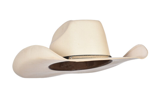 cowboy style hat straw hat with black ribbon isolated on white background, straw hat for women and men head protection