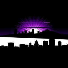 Minimalist city skyline silhouette against a bright background evoking a sense of modernity and urban life skyline silhouette 