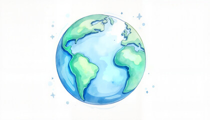 Watercolor illustration of the Earth on light background