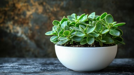 Jade plant, pot, indoor, dark background, home decor