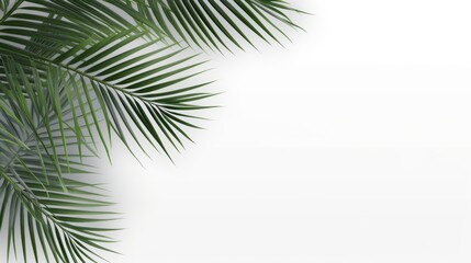 Obraz premium Tropical palm leaves on white background. Flat lay, top view
