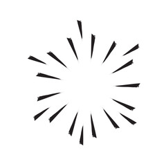 Obraz premium Sunburst radial shape. Grunge burst silhouette. Abstract explosion accent. Vector dynamic element.