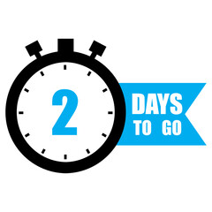 2 days to go. Countdown timer icon. Big two highlight. Vector label message.