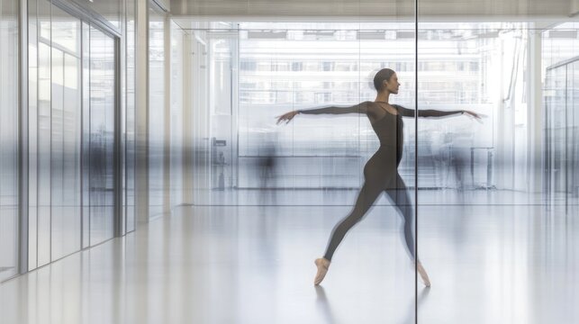 Dancer in a modern space, showcasing movement.