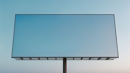Obraz premium A broad, rectangular billboard stood tall against the serene, cloudless blue sky, its blank surface gleaming with an ethereal sheen, devoid of any text, logo, or image.