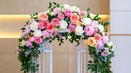 Naklejka premium Elegant Floral Arch with Roses and Peonies for Special Events