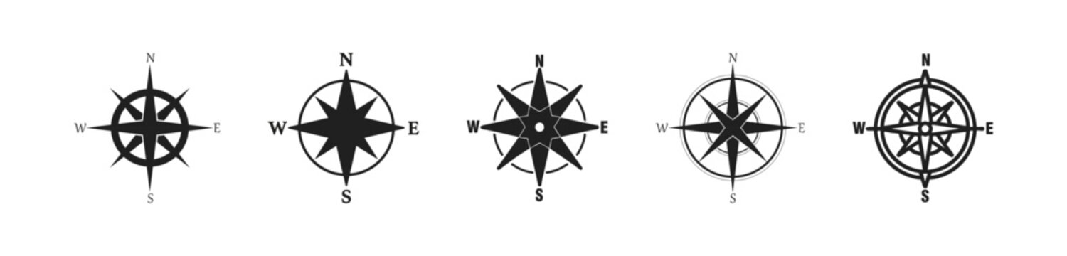 Compas icon set , navigation symbol.