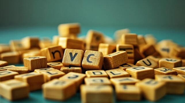 A collection of wooden letter tiles scattered.